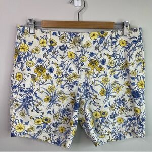 Talbots Floral Relaxed Chino Shorts 6”in Blue and Yellow Size 8P